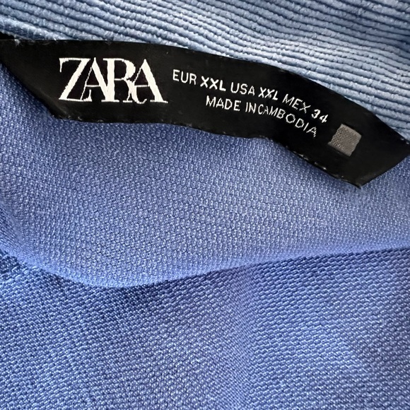 *SALE* Zara Baby Blue Corduroy Button Down Long Sleeve Shirt Size XXL - Picture 3 of 5
